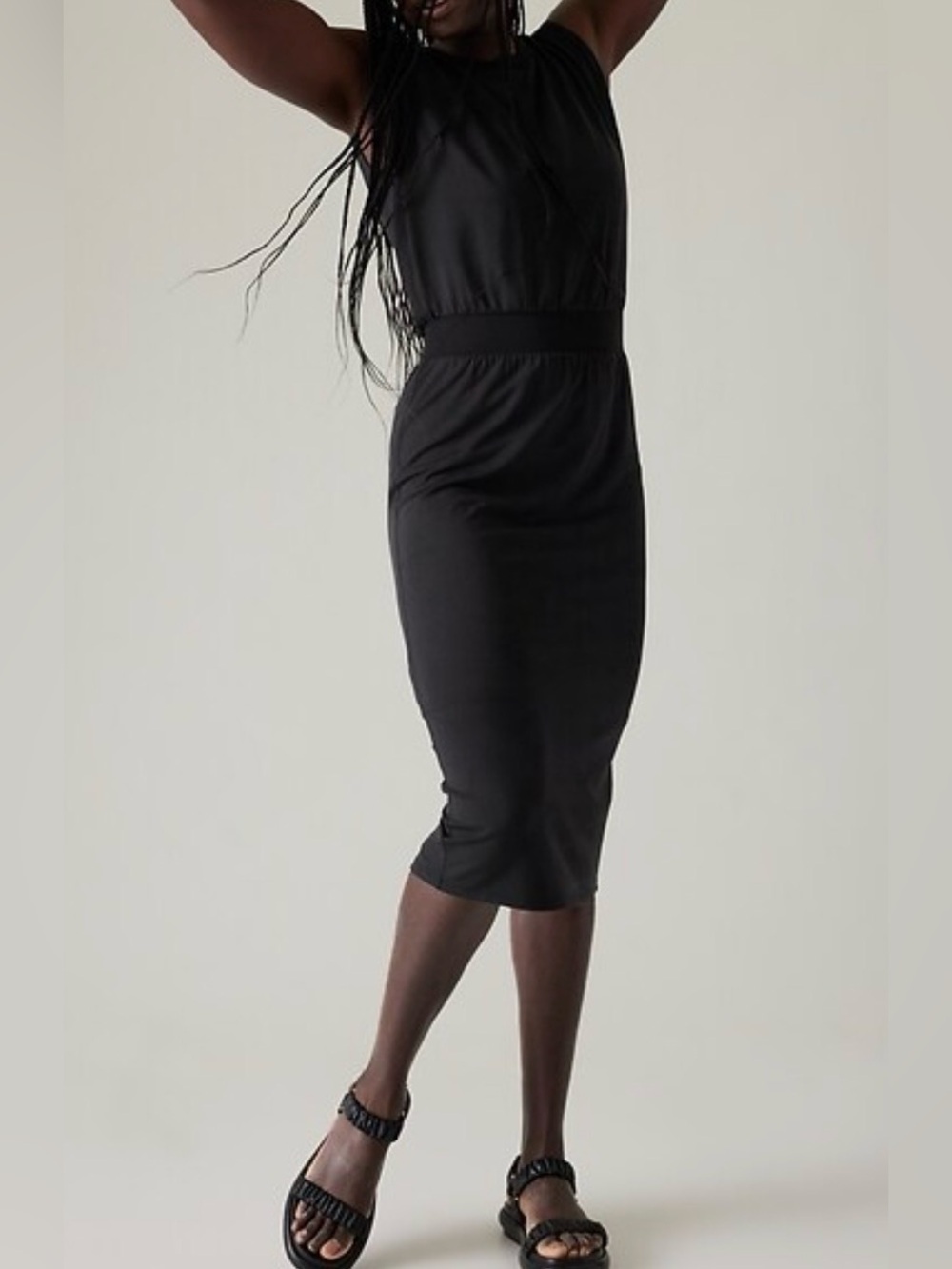 Athleta Santorini Cinch Knit Tank Dress Midi
Black Size M Medium Stretch